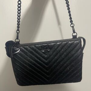 Victoria's Secret Black Chevron Crossbody Bag